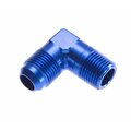 Redhorse ADAPTER FITTING 6 AN Male To 14 NPT Male 90 Degree Anodized Blue Aluminum Single 822-06-04-1